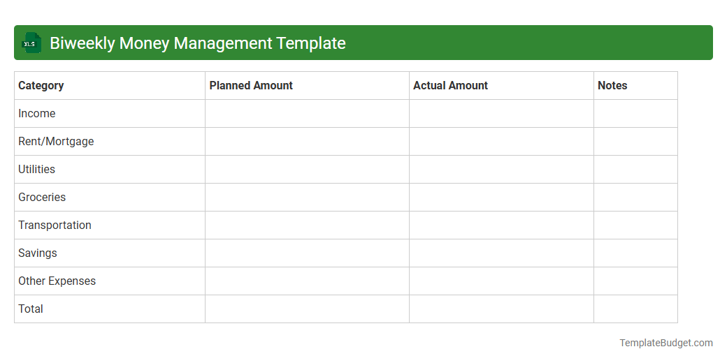 Biweekly Money Management Template