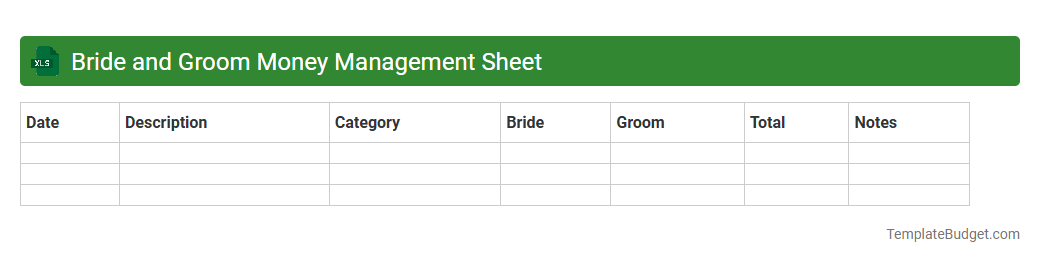 Bride and Groom Money Management Sheet