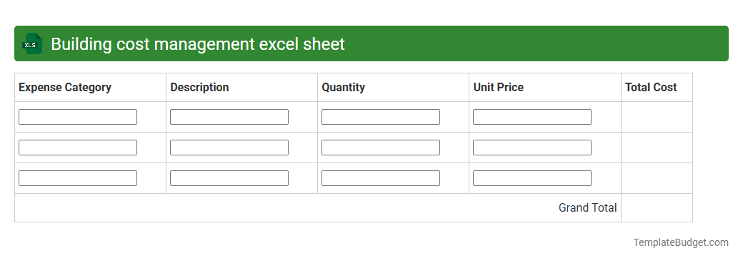 Building cost management excel sheet