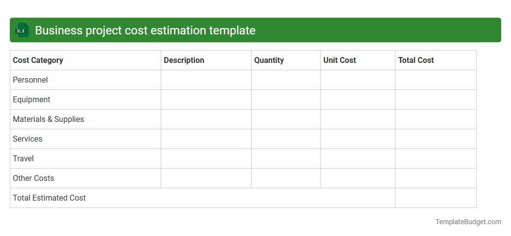 Business project cost estimation template