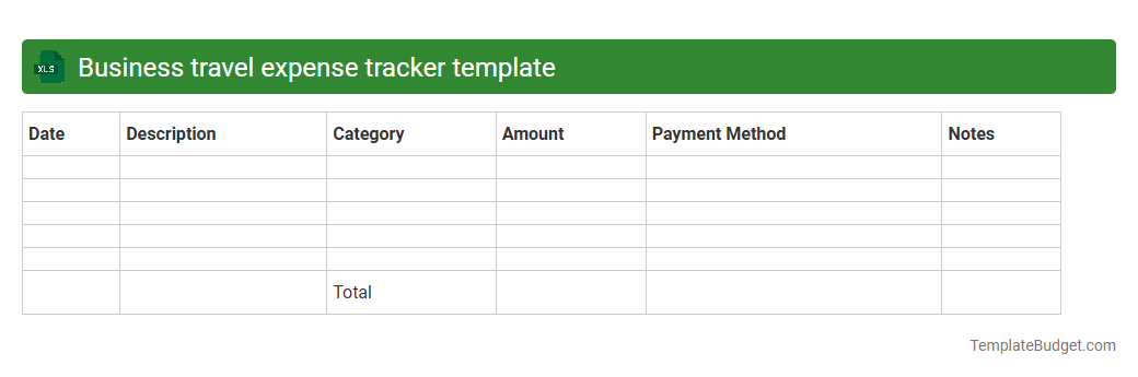 Business travel expense tracker template