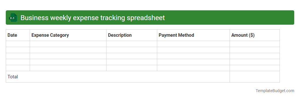 Business weekly expense tracking spreadsheet