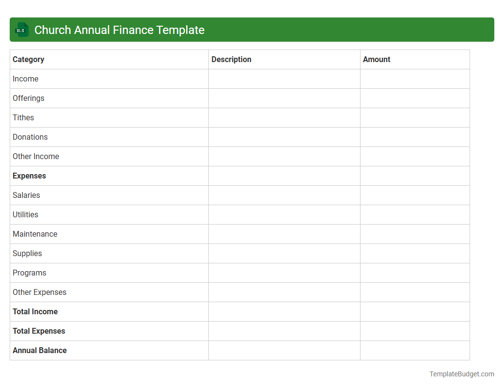 Church Annual Finance Template