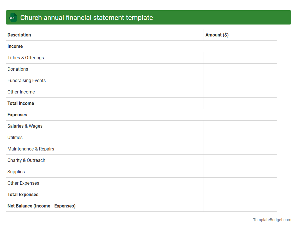 Church annual financial statement template