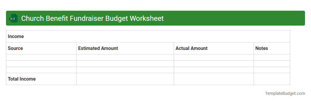 Church Benefit Fundraiser Budget Worksheet