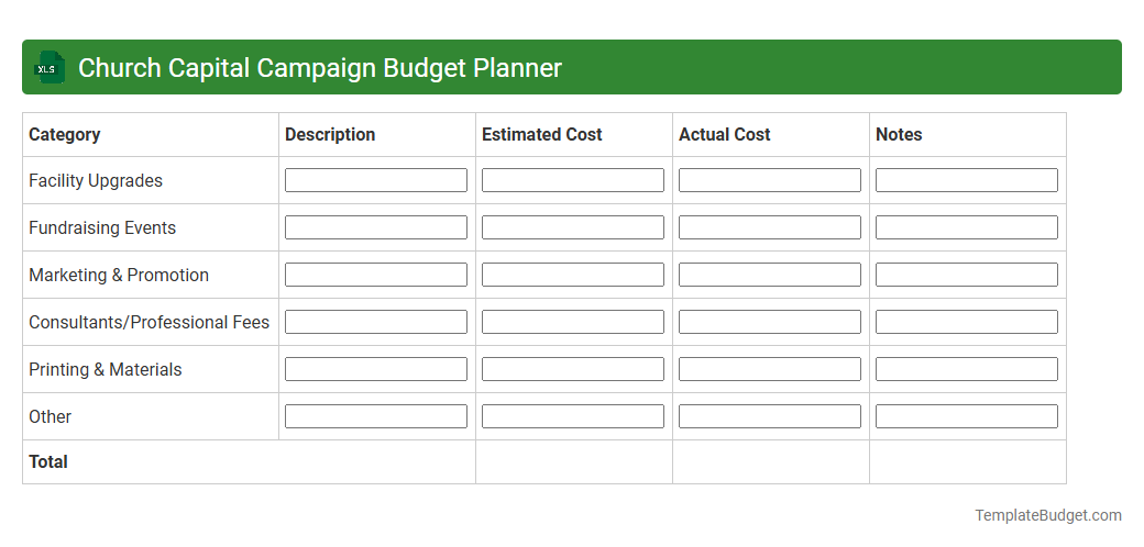 Church capital campaign budget planner