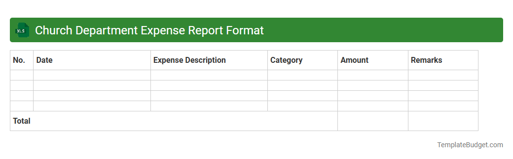 Church Department Expense Report Format