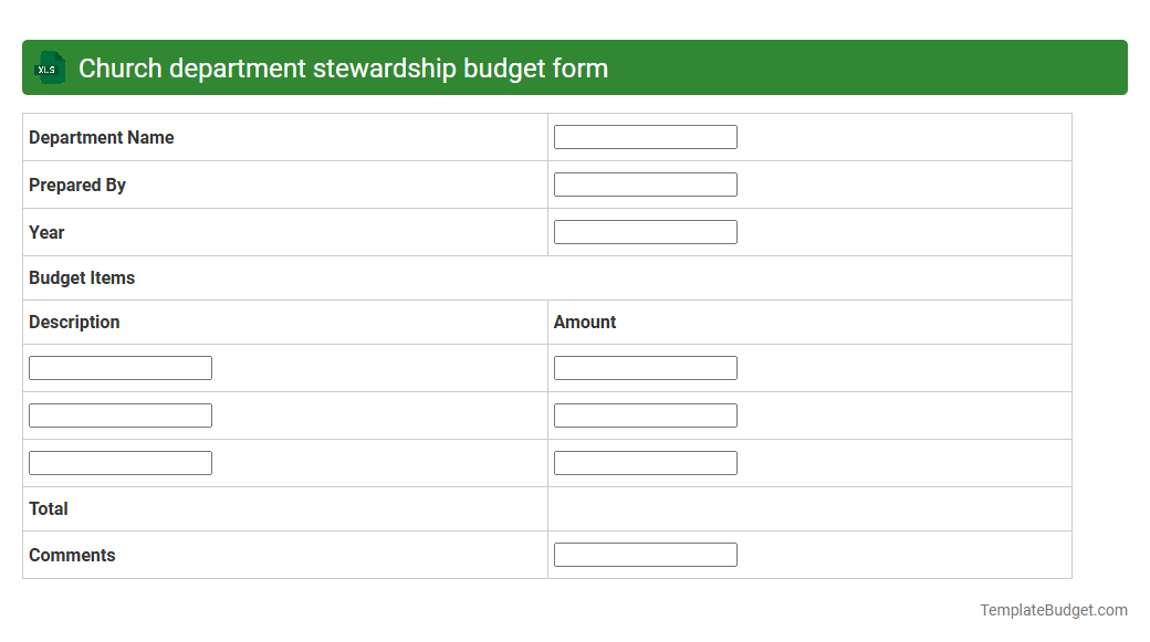 Church department stewardship budget form