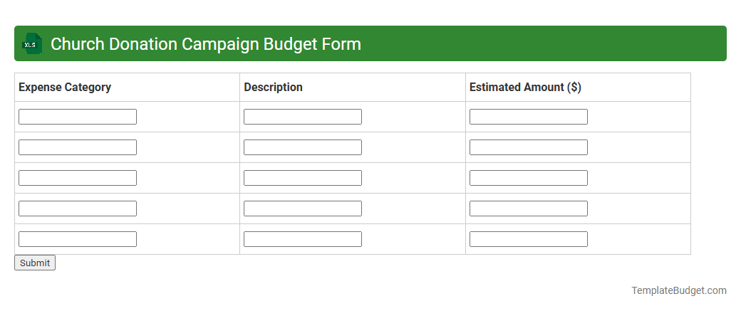 Church Donation Campaign Budget Form