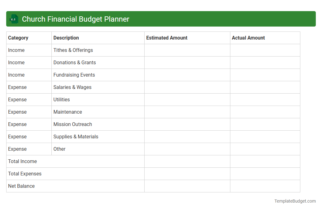 Church Financial Budget Planner
