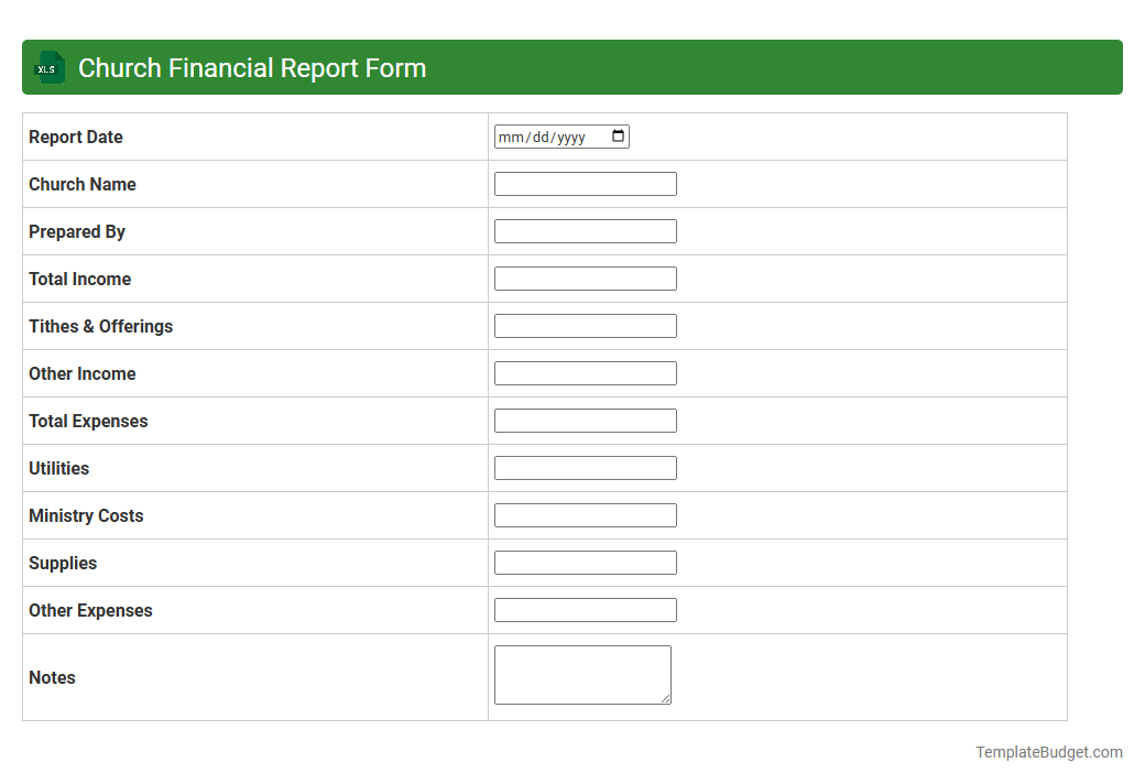 Church Financial Report Form