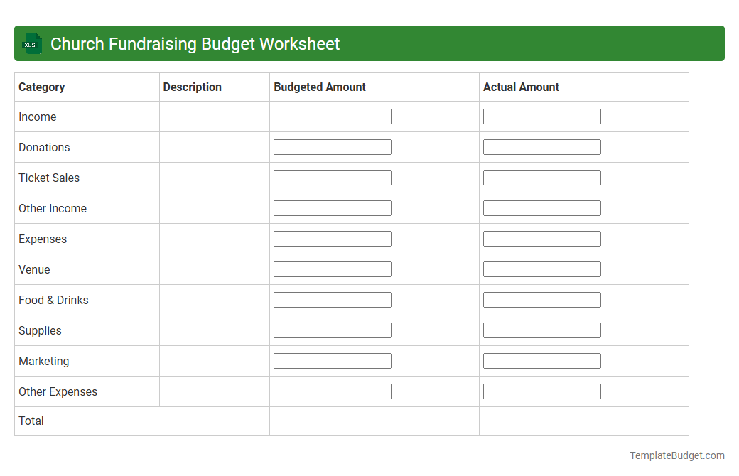 Church Fundraising Budget Worksheet