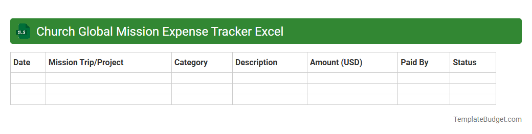 Church Global Mission Expense Tracker Excel