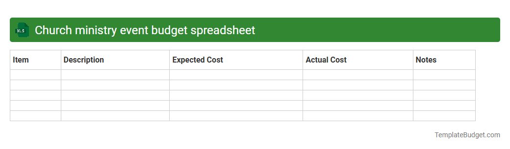 Church ministry event budget spreadsheet