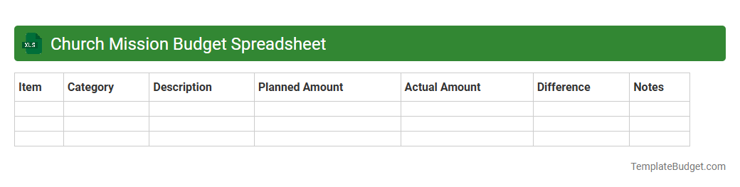 Church Mission Budget Spreadsheet