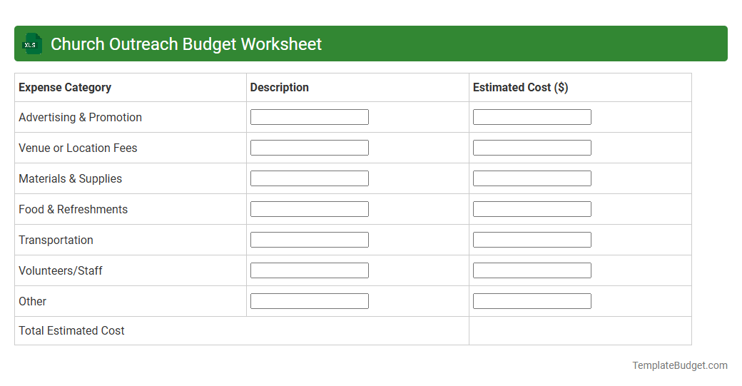 Church Outreach Budget Worksheet
