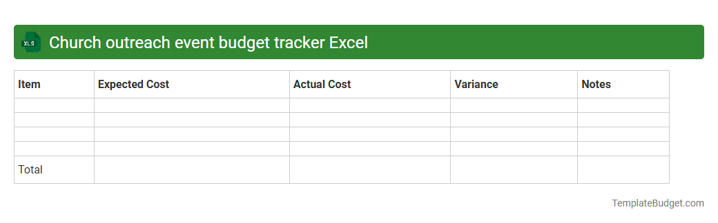 Church outreach event budget tracker Excel