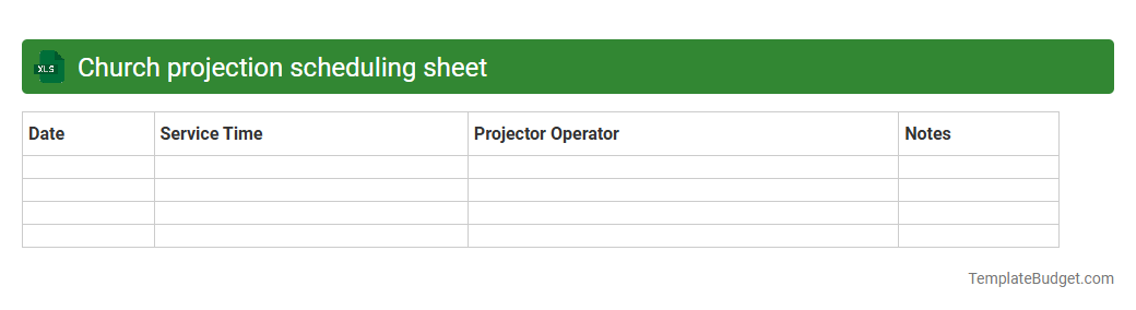 Church projection scheduling sheet