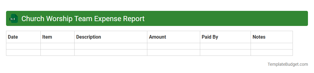 Church Worship Team Expense Report