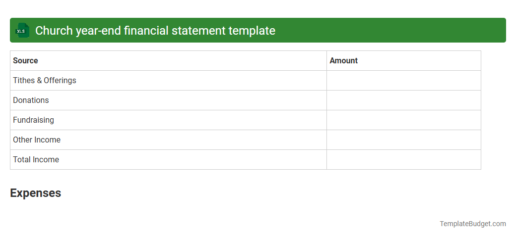 Church year-end financial statement template