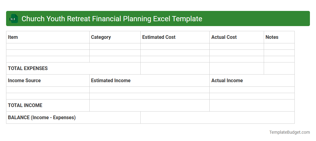 Church Youth Retreat Financial Planning Excel Template