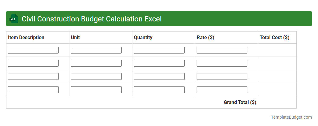 Civil Construction Budget Calculation Excel