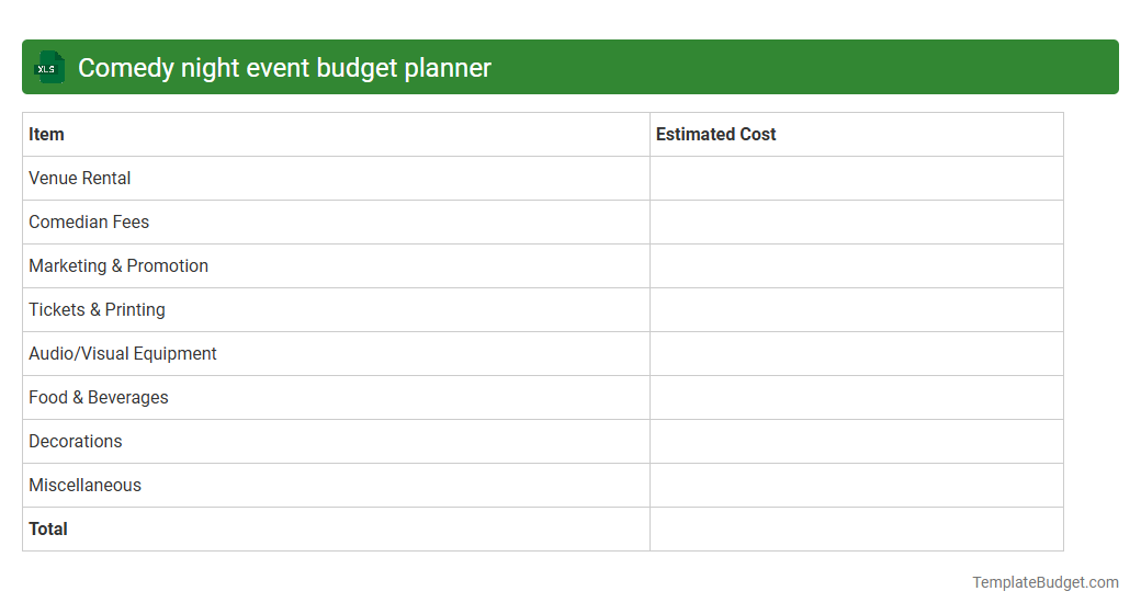 Comedy night event budget planner