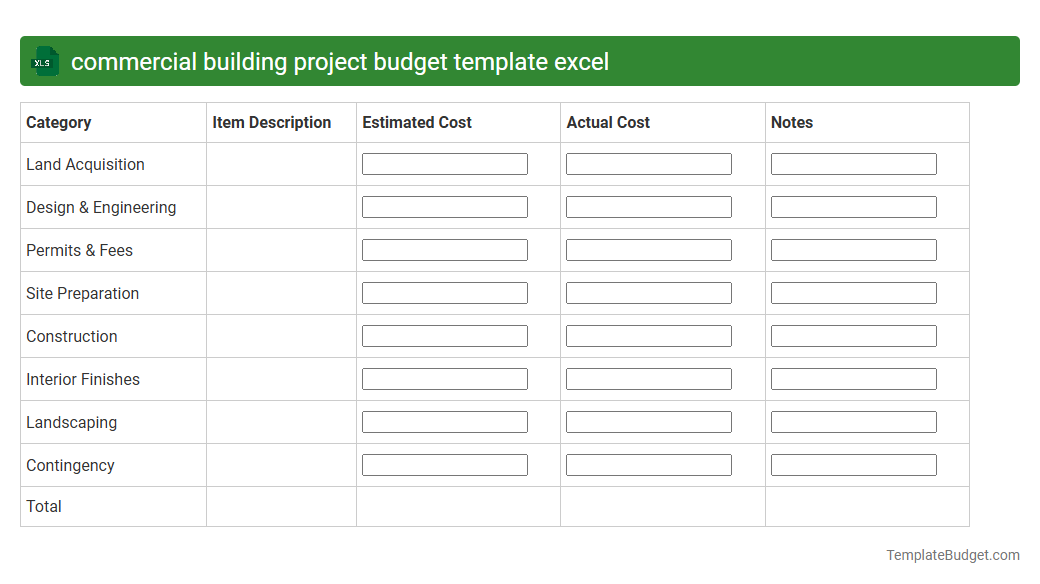 commercial building project budget template excel