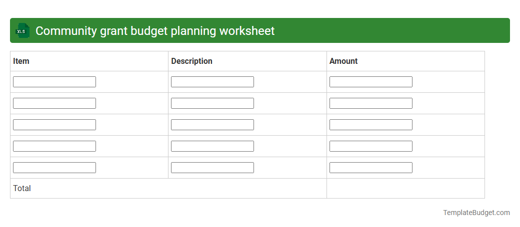 Community grant budget planning worksheet