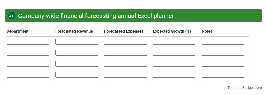 Company-wide financial forecasting annual Excel planner