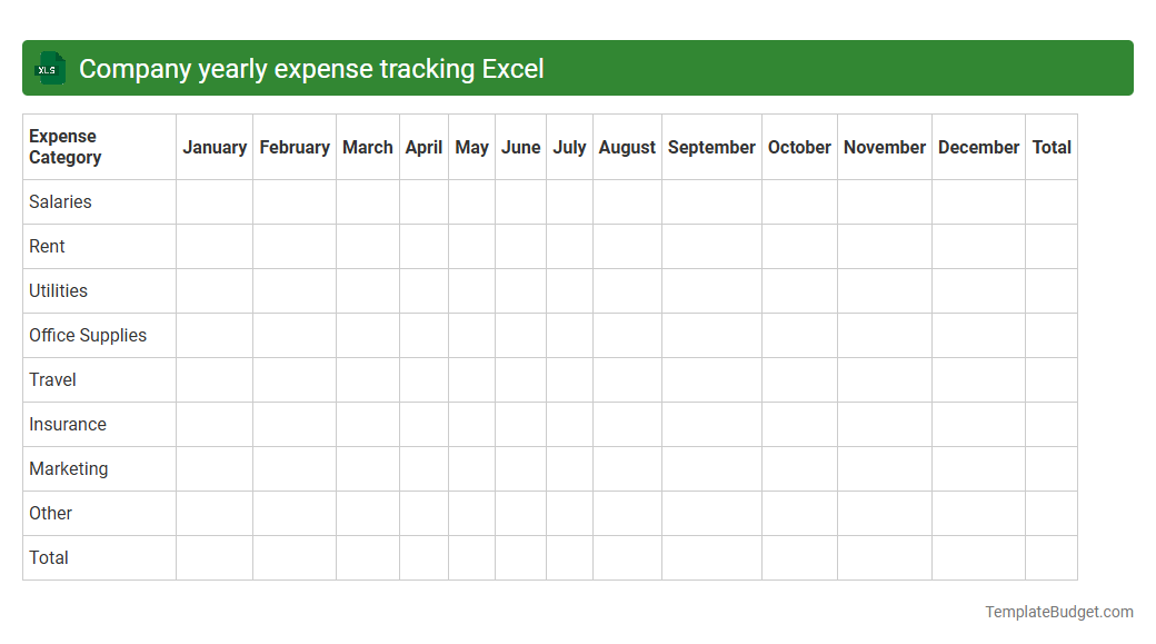 Company yearly expense tracking Excel