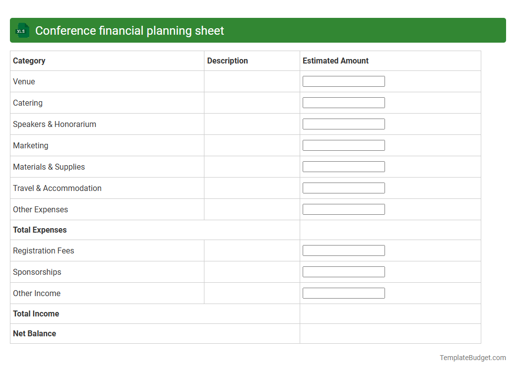 Conference financial planning sheet