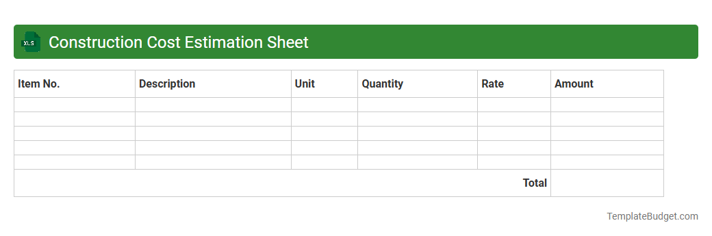 Construction Cost Estimation Sheet