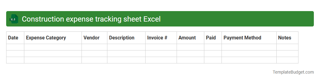 Construction expense tracking sheet Excel