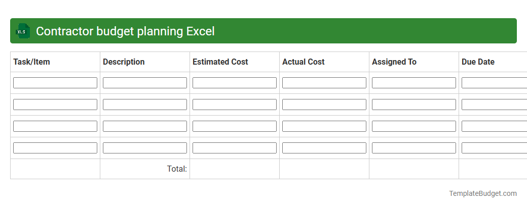Contractor budget planning Excel