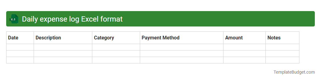 Daily expense log Excel format