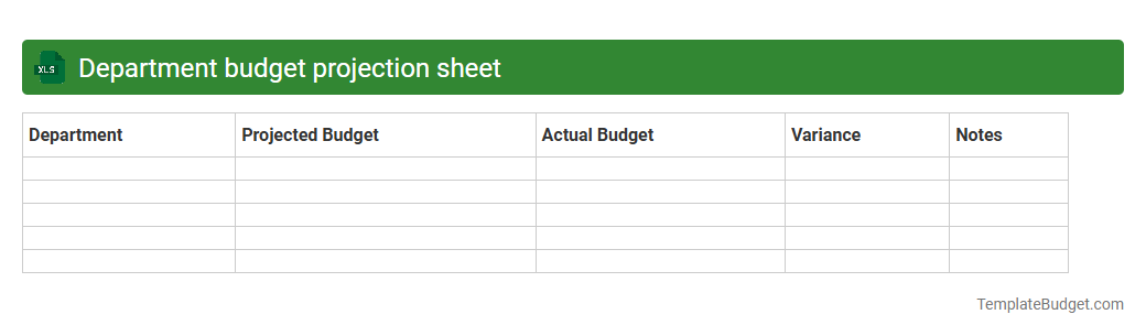 Department budget projection sheet