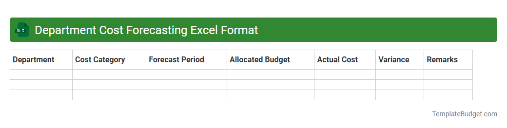 Department Cost Forecasting Excel Format
