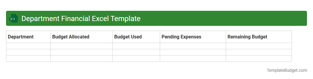Department Financial Excel Template