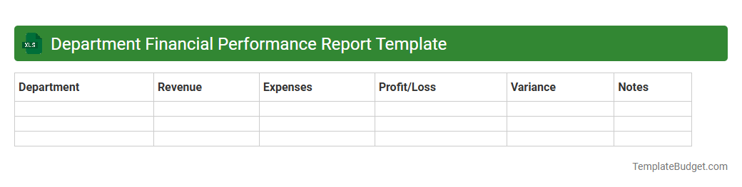 Department Financial Performance Report Template