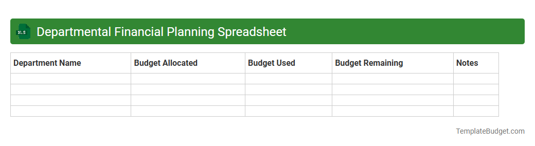 Departmental Financial Planning Spreadsheet