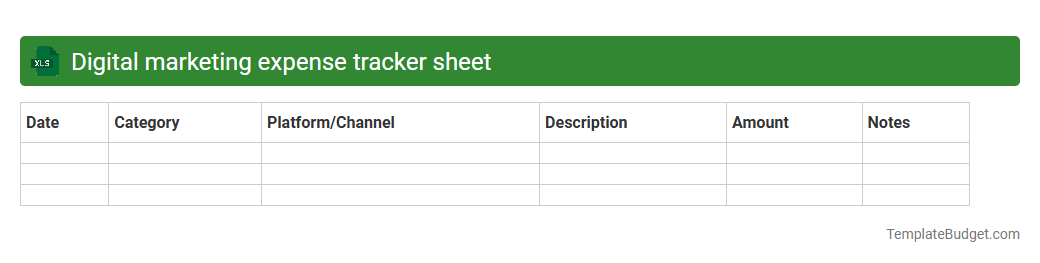 Digital marketing expense tracker sheet