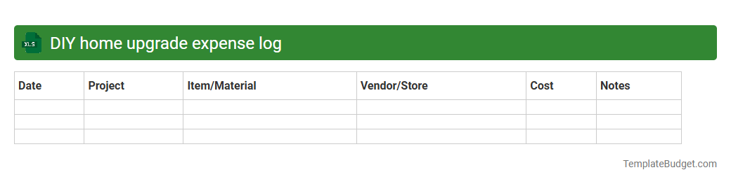 DIY home upgrade expense log