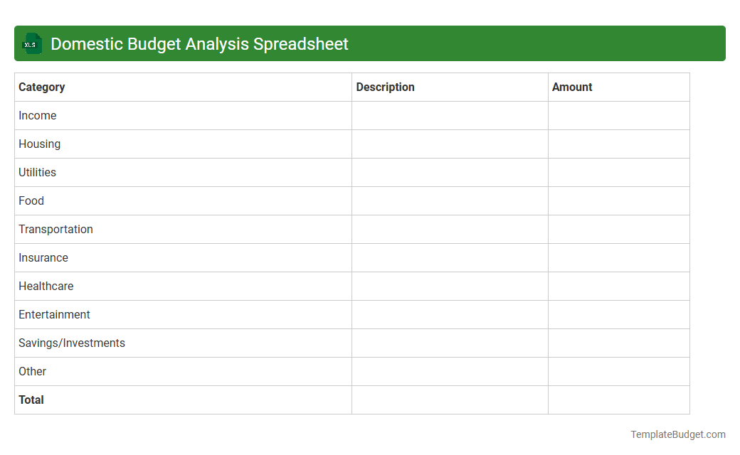 Domestic Budget Analysis Spreadsheet