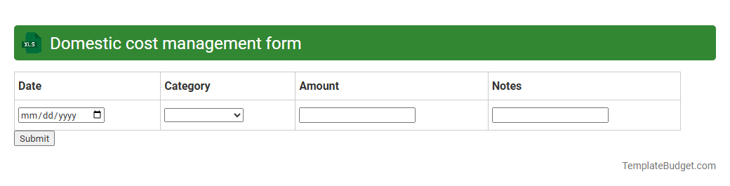 Domestic cost management form
