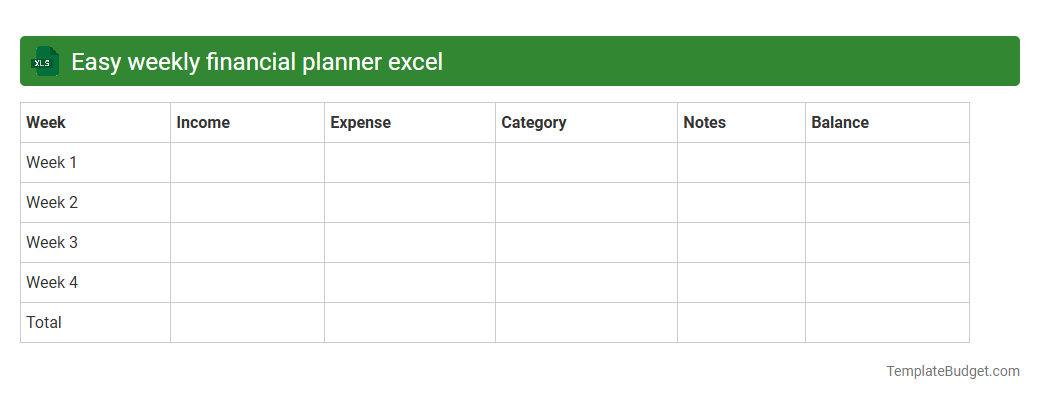 Easy weekly financial planner excel