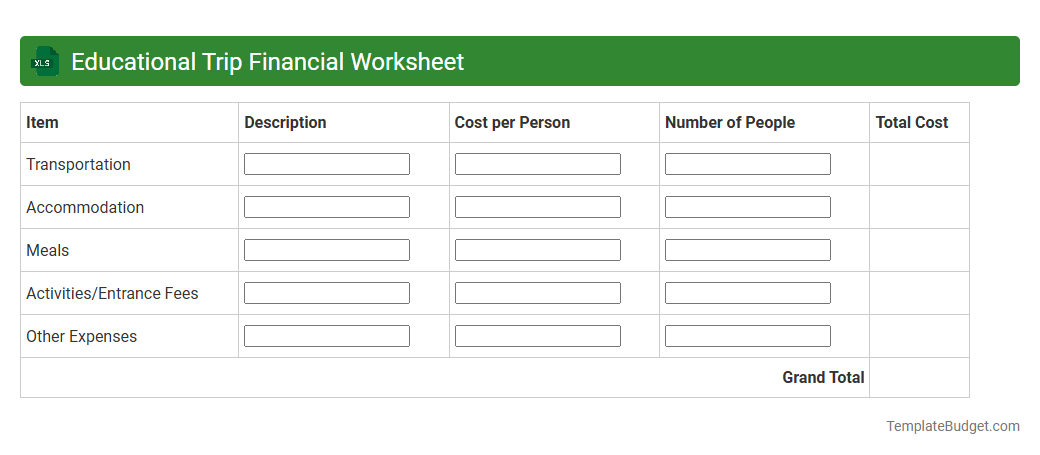 Educational Trip Financial Worksheet