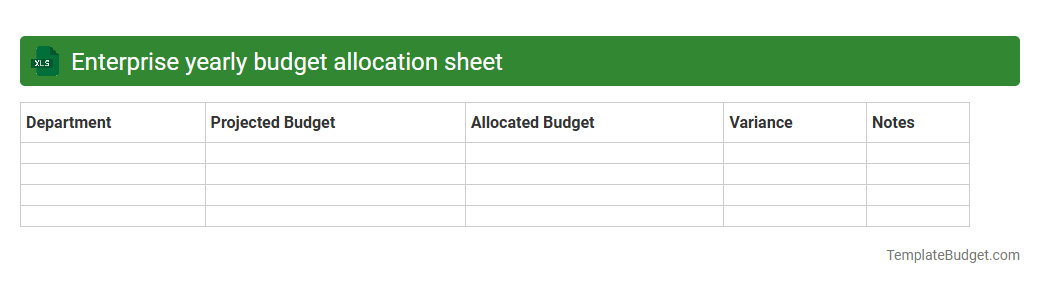 Enterprise yearly budget allocation sheet