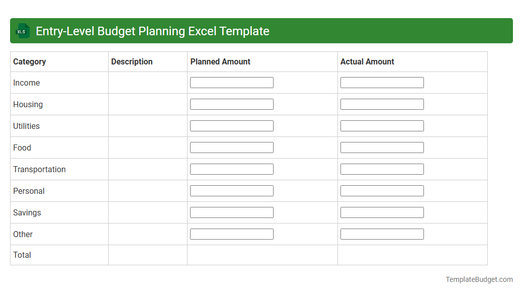Entry-Level Budget Planning Excel Template