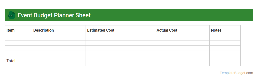 Event Budget Planner Sheet